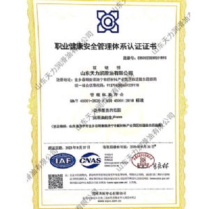職業(yè)健康安全管理體系認(rèn)證證書(shū)